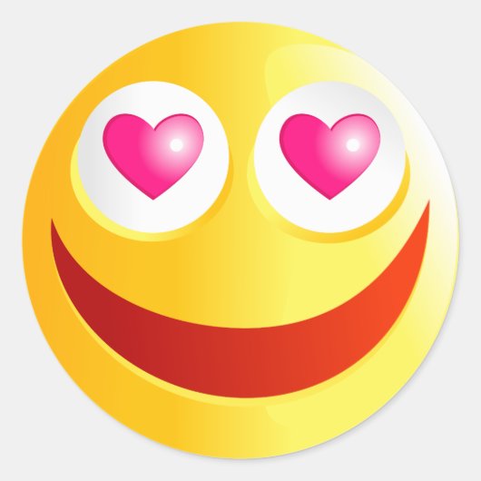 Love Smilie Ronde Sticker (Voorkant)