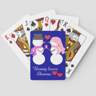 Love & Snowpeople:  Dark Blue Pokerkaarten