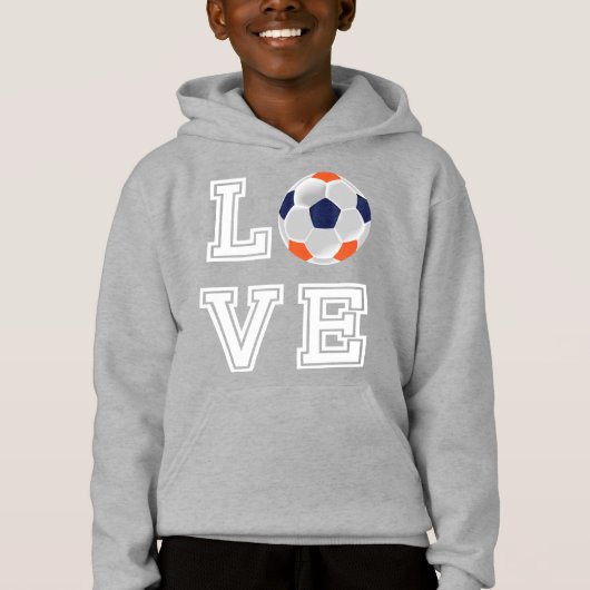 Love Soccer - Lettres blanches - Marine et Orange (Devant)
