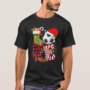 Love Soccer Santa Hat Sock kerstlampje Buffal T-shirt