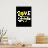 Love Softball for Teen Girls, Women Cute Softball Poster (Keuken)