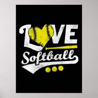 Love Softball for Teen Girls, Women Cute Softball Poster