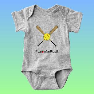 Love softball hashtag slogan Sport Romper
