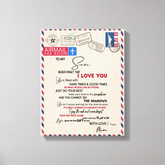 Love Son | Aan mijn zoon vergeet nooit dat ik van  Canvas Afdruk (Voorkant)
