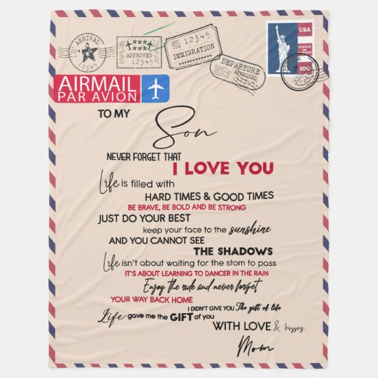 Love Son | Aan mijn zoon vergeet nooit dat ik van  Fleece Deken (Voorkant)