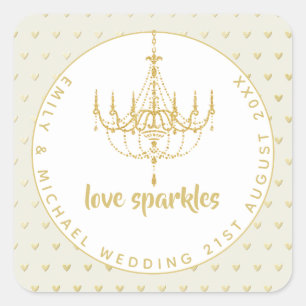 Love Sparkles Wedding Chandelier Vrijgezellenfeest Vierkante Sticker