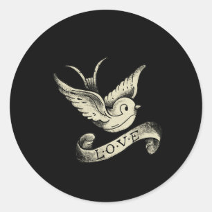 Love Sparrow Tattoo Design Ronde Sticker