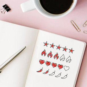 Love Spice Fire Stars Rating Boek Houten Rubberstempel