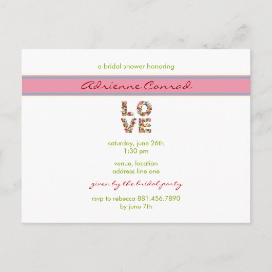 LOVE Spring Flowers Fête des mariées Mariage Carte (Dos)