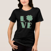Love St Patrick's Day Green Plaid Shamrock Tri-Blend Shirt (Voorkant)