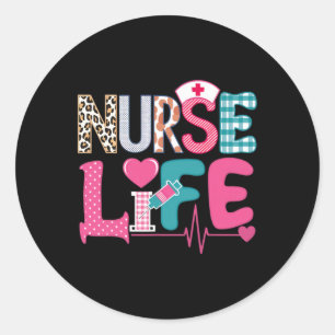 Love Stethoscope Nurse Life Valentine Day Ronde Sticker