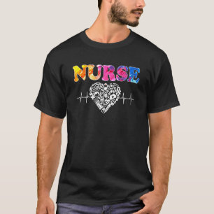 Love Stethoscope Watercol Nurse Life Heart Beat Rn T-shirt
