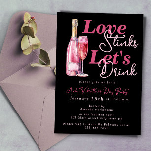 Love Stinks Black Anti Valentijnsdag Party Kaart