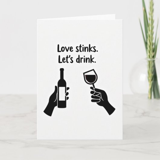 Love Stinks Funny Wine Card Kaart (Voorkant)
