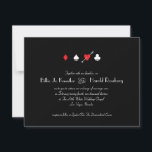 Love Struck Las Vegas Faire-part de mariage<br><div class="desc">Simple et élégant, ce faire-part de mariage à thème casino propose les quatre costumes de cartes en rouge classique et blanc sur noir. Le coeur a été percé par des flèches comme un clin d'oeil enjoué à être frappé par l'amour. Idéale pour un mariage ou un appartement à Las Vegas,...</div>