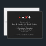 Love Struck Las Vegas Faire-part de mariage<br><div class="desc">Simple et élégant, ce faire-part de mariage à thème casino propose les quatre costumes de cartes en rouge classique et blanc sur noir. Le coeur a été percé par des flèches comme un clin d'oeil enjoué à être frappé par l'amour. Idéale pour un mariage ou un appartement à Las Vegas,...</div>