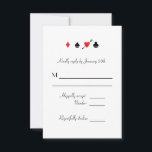 Love Struck Las Vegas Wedding Carte de réponse RSV<br><div class="desc">Simple et élégant,  cette carte de réponse RSVP à thème casino propose les quatre costumes de carte en rouge et noir classique. Le coeur a été percé par des flèches comme un clin d'oeil enjoué à être frappé par l'amour.</div>