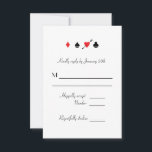Love Struck Las Vegas Wedding Carte de réponse RSV<br><div class="desc">Simple et élégant,  cette carte de réponse RSVP à thème casino propose les quatre costumes de carte en rouge et noir classique. Le coeur a été percé par des flèches comme un clin d'oeil enjoué à être frappé par l'amour.</div>