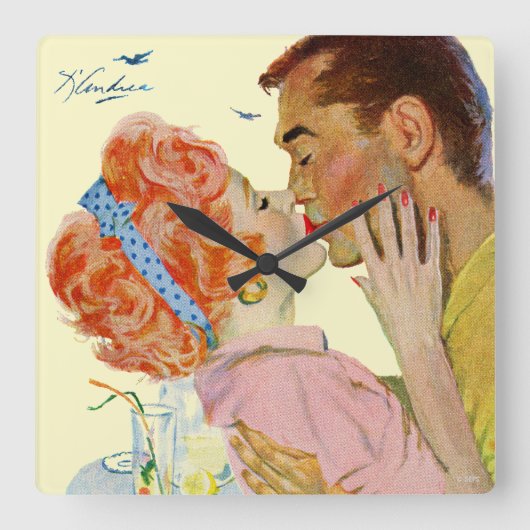 Love-Struck Vierkante Klok (Voorkant)