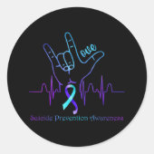 Love Suicide Prevention Awareness Ribbon Support Ronde Sticker (Voorkant)
