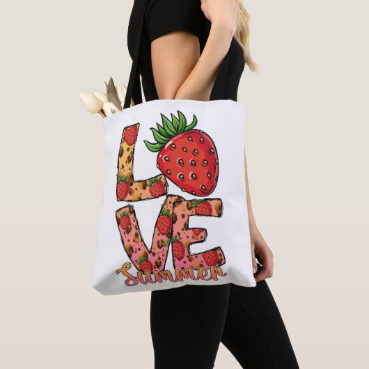 Love Summer aardbery Canvas tas | Hallo Summer Bag (Dichtbij)