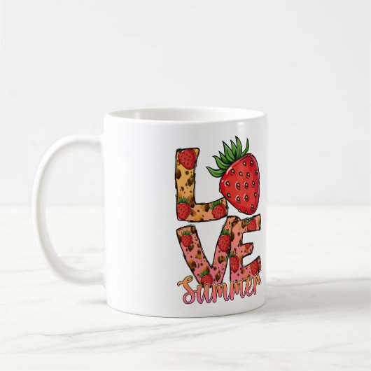 Love Summer Strawberry Coffee Mug | Bonjour été  (Gauche)