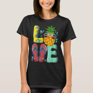 Love Summer Teenslippers Pineapple Tropical Fruit T-shirt