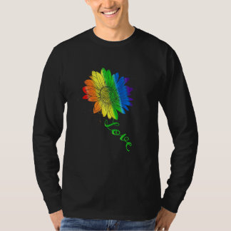 Love Sunflower Floral Lgbetq Rainbow Flag Gay Prid T-shirt