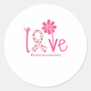 LOVE Sunflower Pink Ribbon Breast Cancer Awa Ronde Sticker
