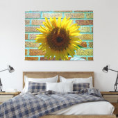 Love Sunflower Stretched Canvas Print (Insitu (Slaapkamer))