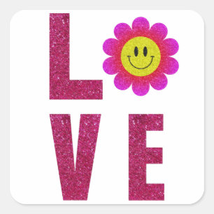 Love Sunflower Vierkante Sticker