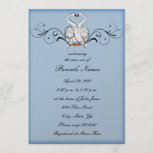 Love Swans Baby shower Invitation Kaart