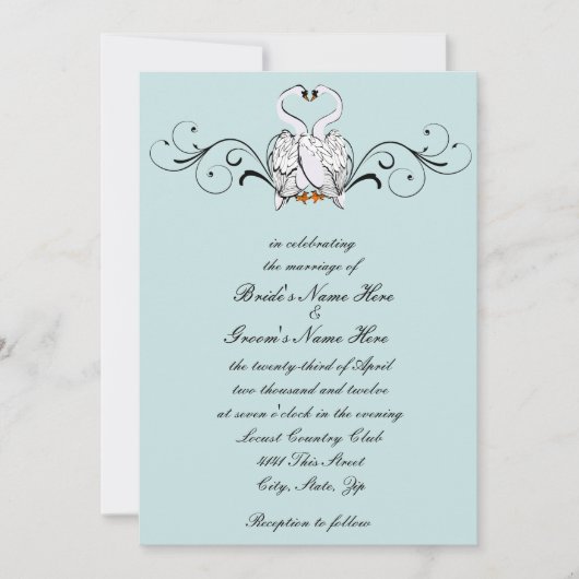 Love Swans Faire-part de mariage (Devant)