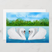Love Swans Invitation Kaart (Voorkant / Achterkant)