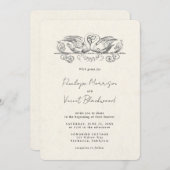 Love Swans Wedding Invitation (Devant / Derrière)