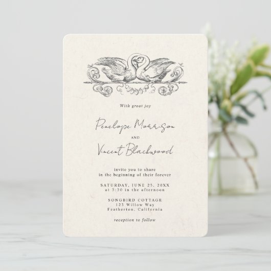 Love Swans Wedding Invitation (Debout devant)