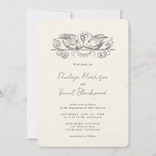 Love Swans Wedding Invitation (Devant)