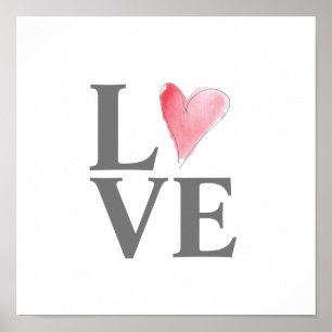 LOVE Sweet Heart Roze Tijdloze Art Valentijn Poster