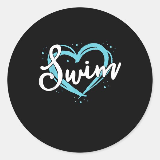 Love Swimming Swim Team Heart Lover Blue Swimmer Ronde Sticker (Voorkant)