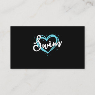 Love Swimming Swim Team Heart Lover Blue Swimmer Visitekaartje