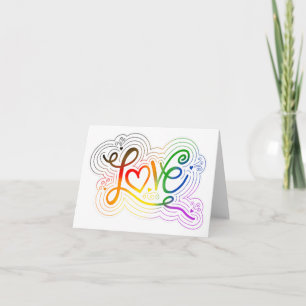 Love Swirl Doodle LGBTQ+ POC Pride Vlag Lettering Notitiekaartje