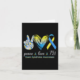 Love T21 Down Syndrome Awareness Blauw Geel Ribbo Kaart