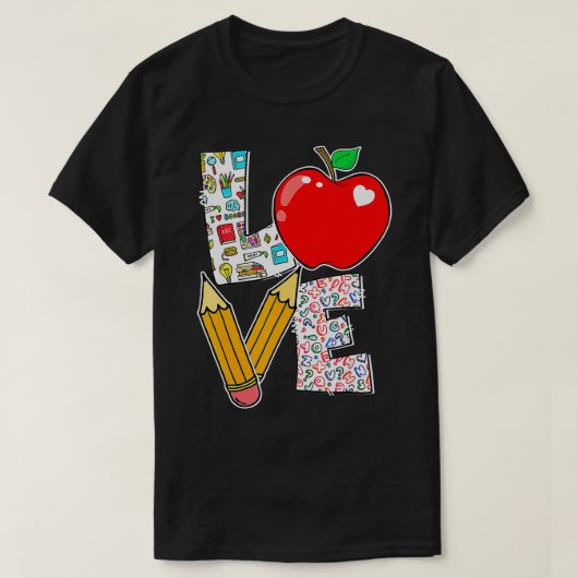 Love Teacher Life Apple Pencil Teacher Appreciatio T-shirt (Design voorkant)