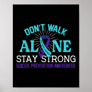 Love Teal Paarse Lint Zelfmoordpreventie Bewustzij Poster