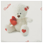 Love Teddy Bear custom name fabric Stof (Close Up)