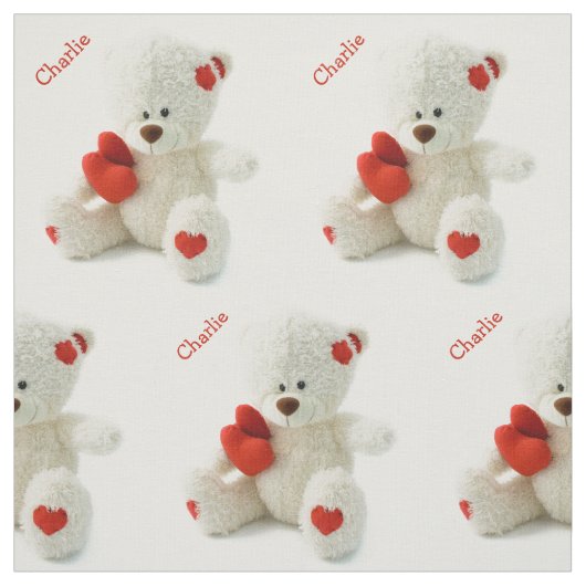 Love Teddy Bear custom name fabric Stof (Swatch)