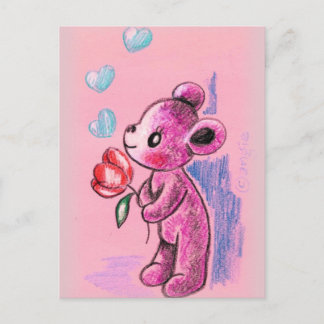 Love Teddy Bear with Tulip Briefkaart