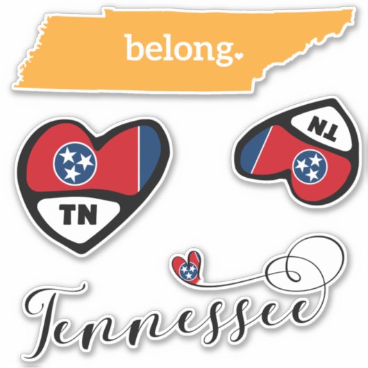 Love Tennessee, 3 Designs, Die Cut Stickers (Devant)