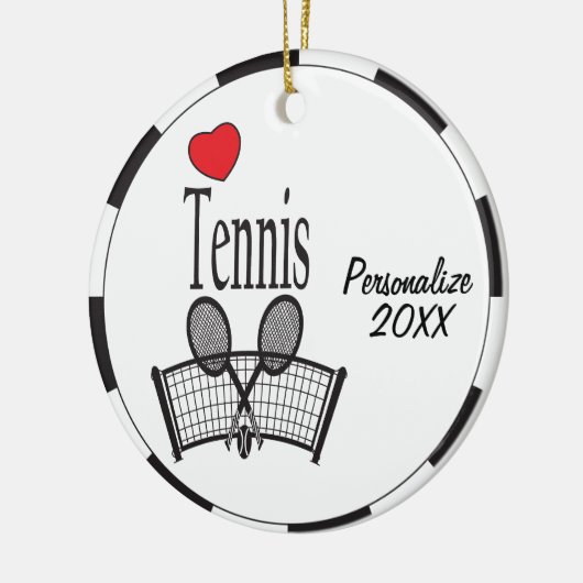 Love Tennis in Black and White Keramisch Ornament (Links)