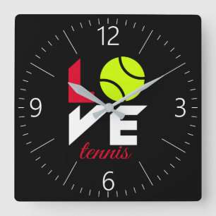 Love tennis vierkante klok